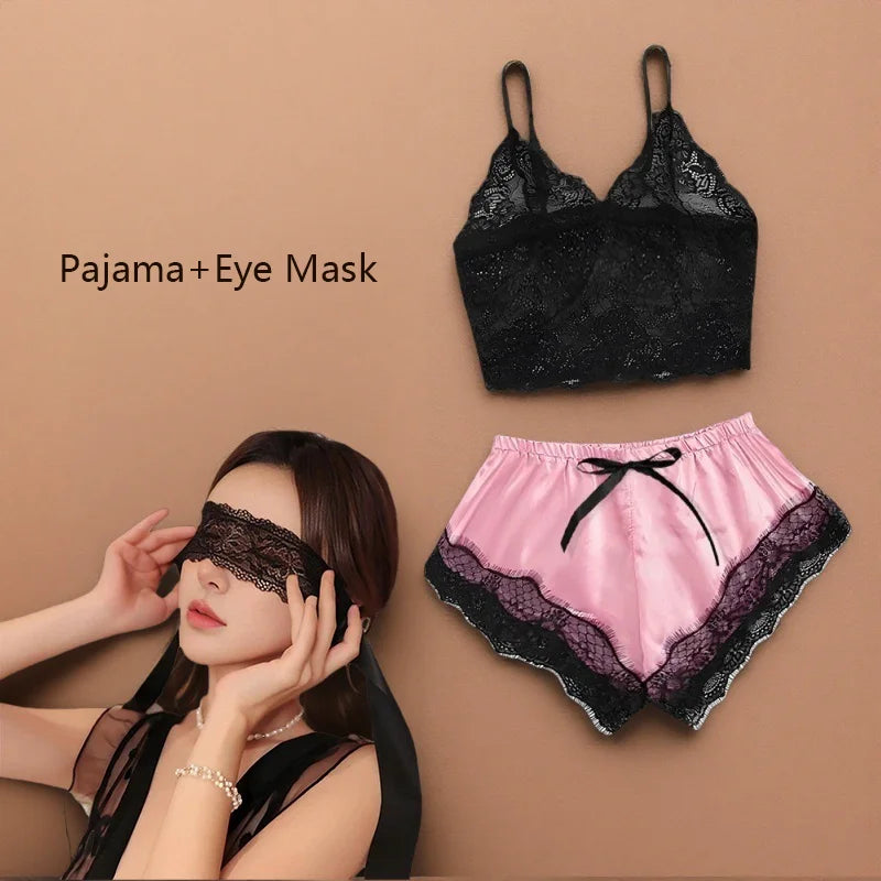 Women's Satin Lace Pajama Set
