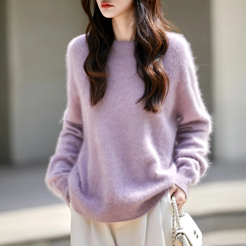 Brushed Wool Knit Pullover Sweater