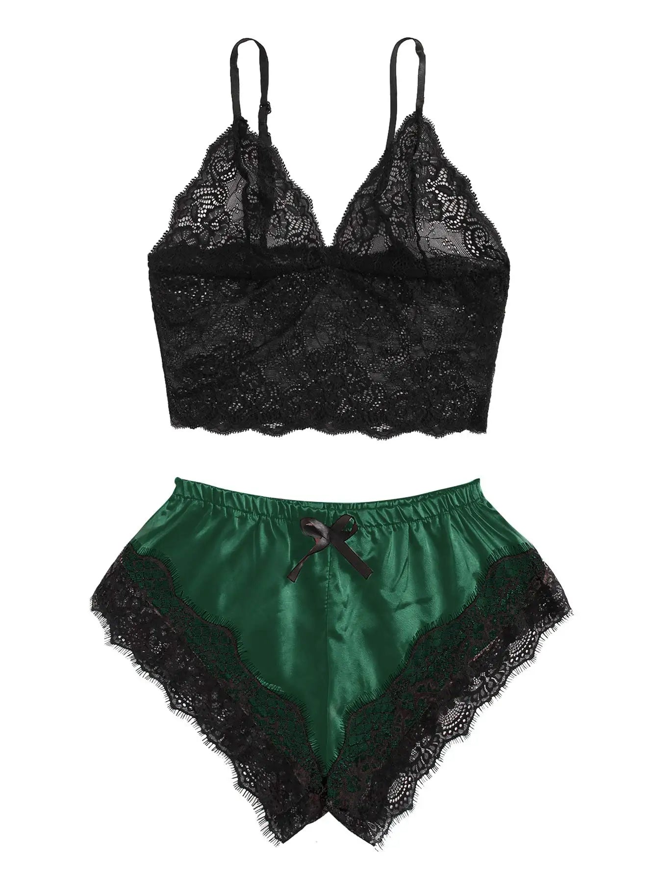 Women's Satin Lace Pajama Set