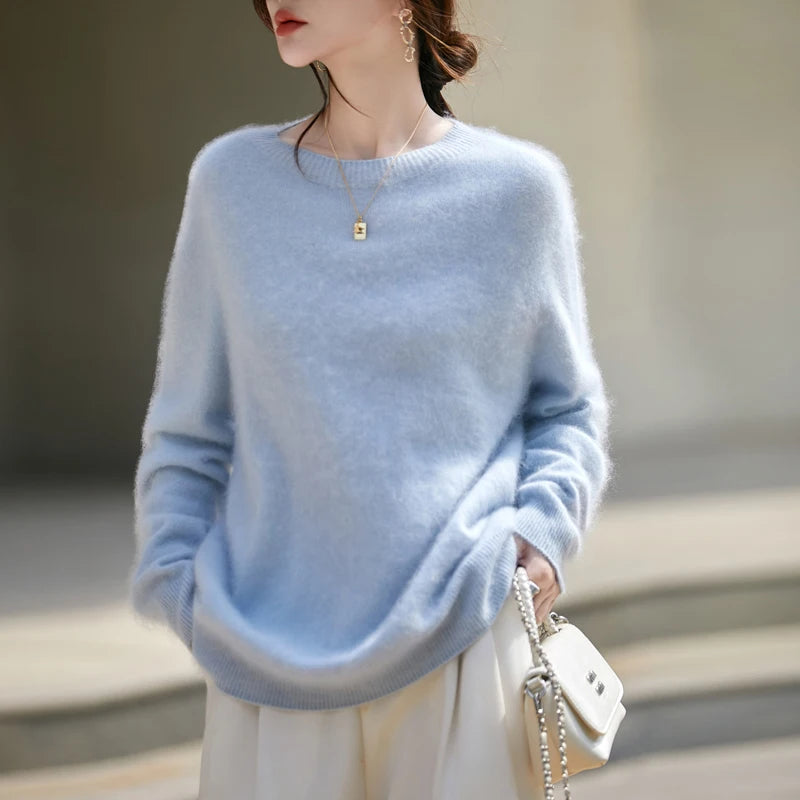 Brushed Wool Knit Pullover Sweater
