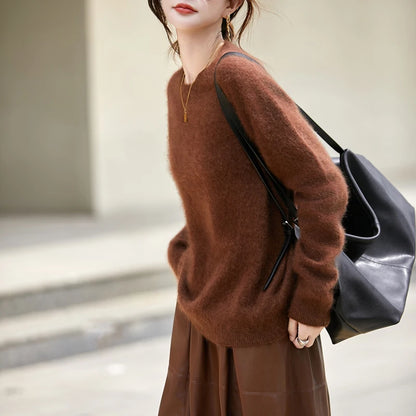 Brushed Wool Knit Pullover Sweater