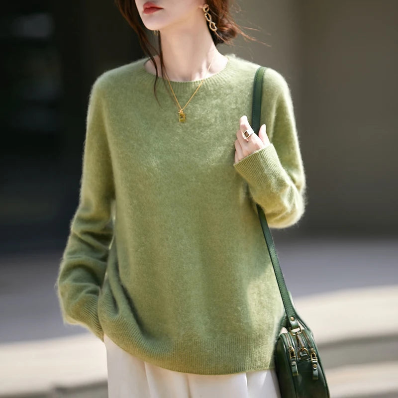 Brushed Wool Knit Pullover Sweater