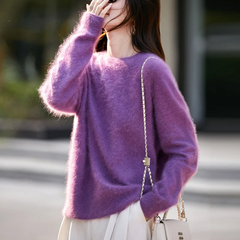 Brushed Wool Knit Pullover Sweater