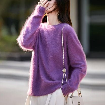 Brushed Wool Knit Pullover Sweater