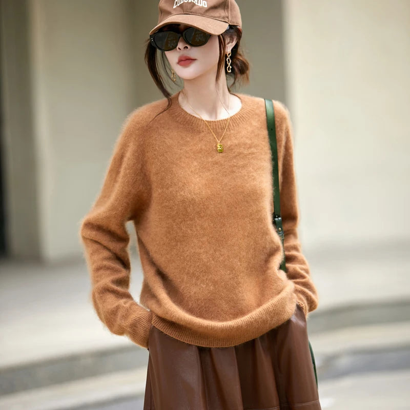 Brushed Wool Knit Pullover Sweater