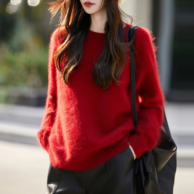 Brushed Wool Knit Pullover Sweater