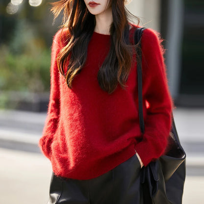 Brushed Wool Knit Pullover Sweater