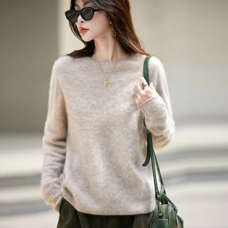 Brushed Wool Knit Pullover Sweater