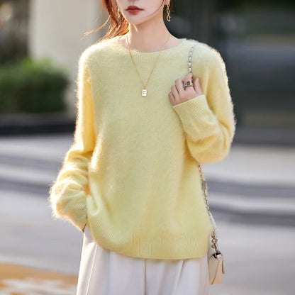Brushed Wool Knit Pullover Sweater