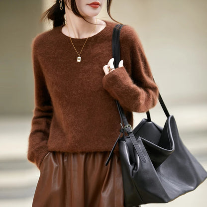 Brushed Wool Knit Pullover Sweater