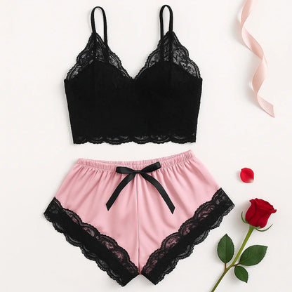Women's Satin Lace Pajama Set