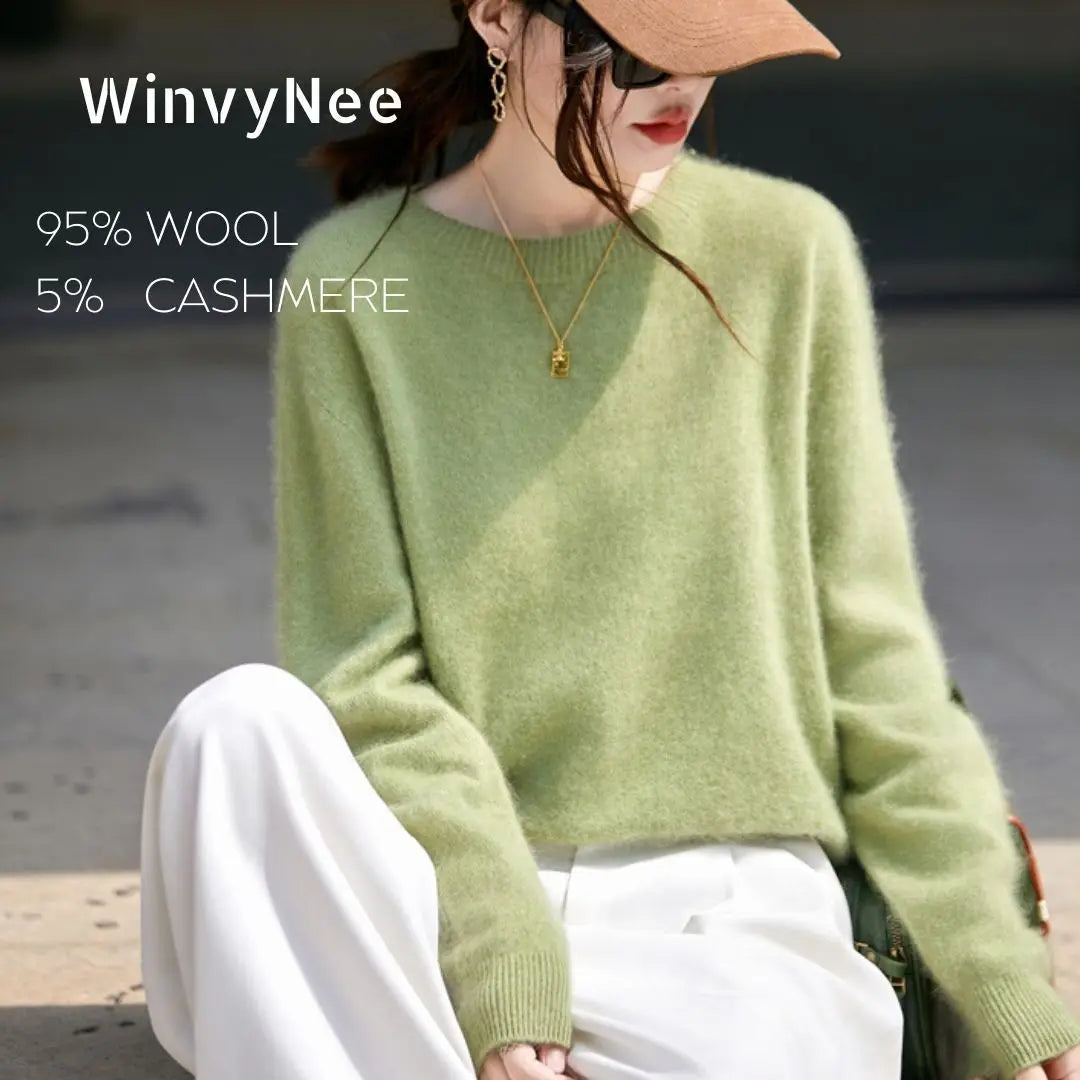 Brushed Wool Knit Pullover Sweater