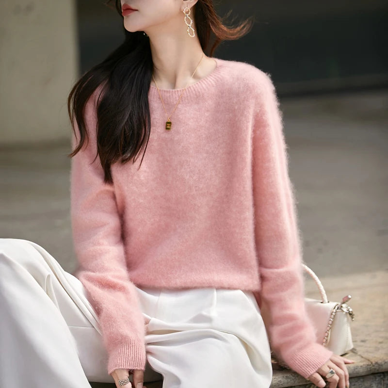 Brushed Wool Knit Pullover Sweater