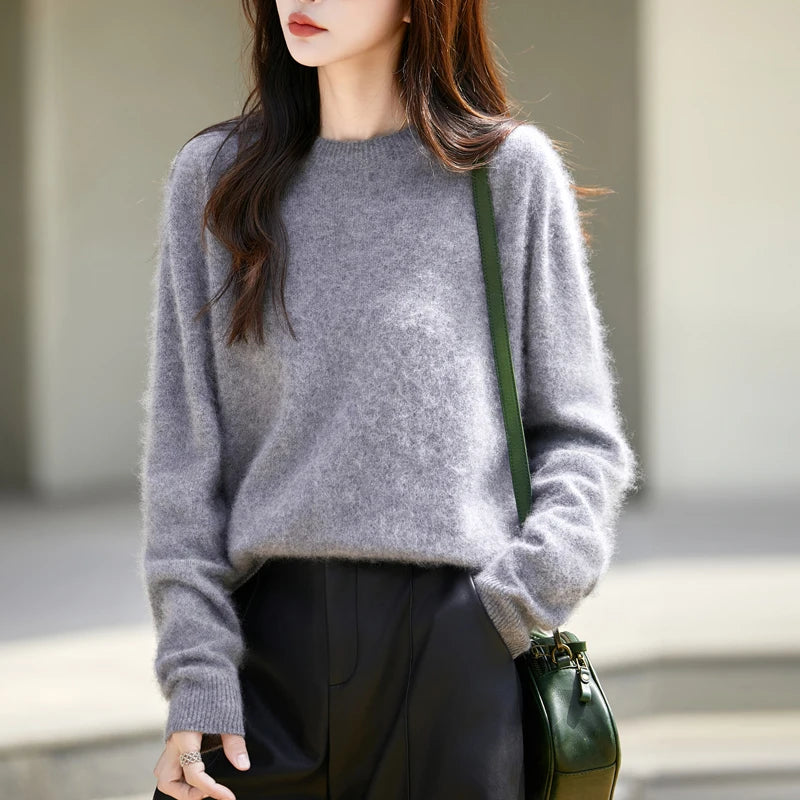 Brushed Wool Knit Pullover Sweater