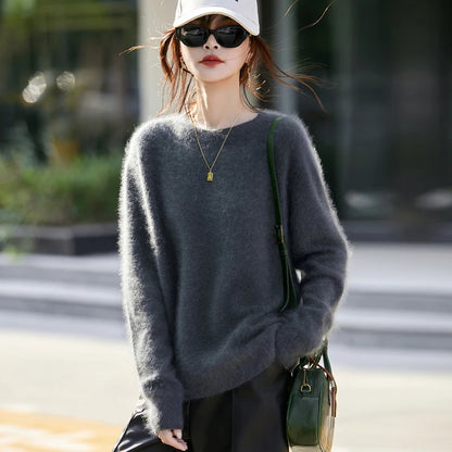 Brushed Wool Knit Pullover Sweater