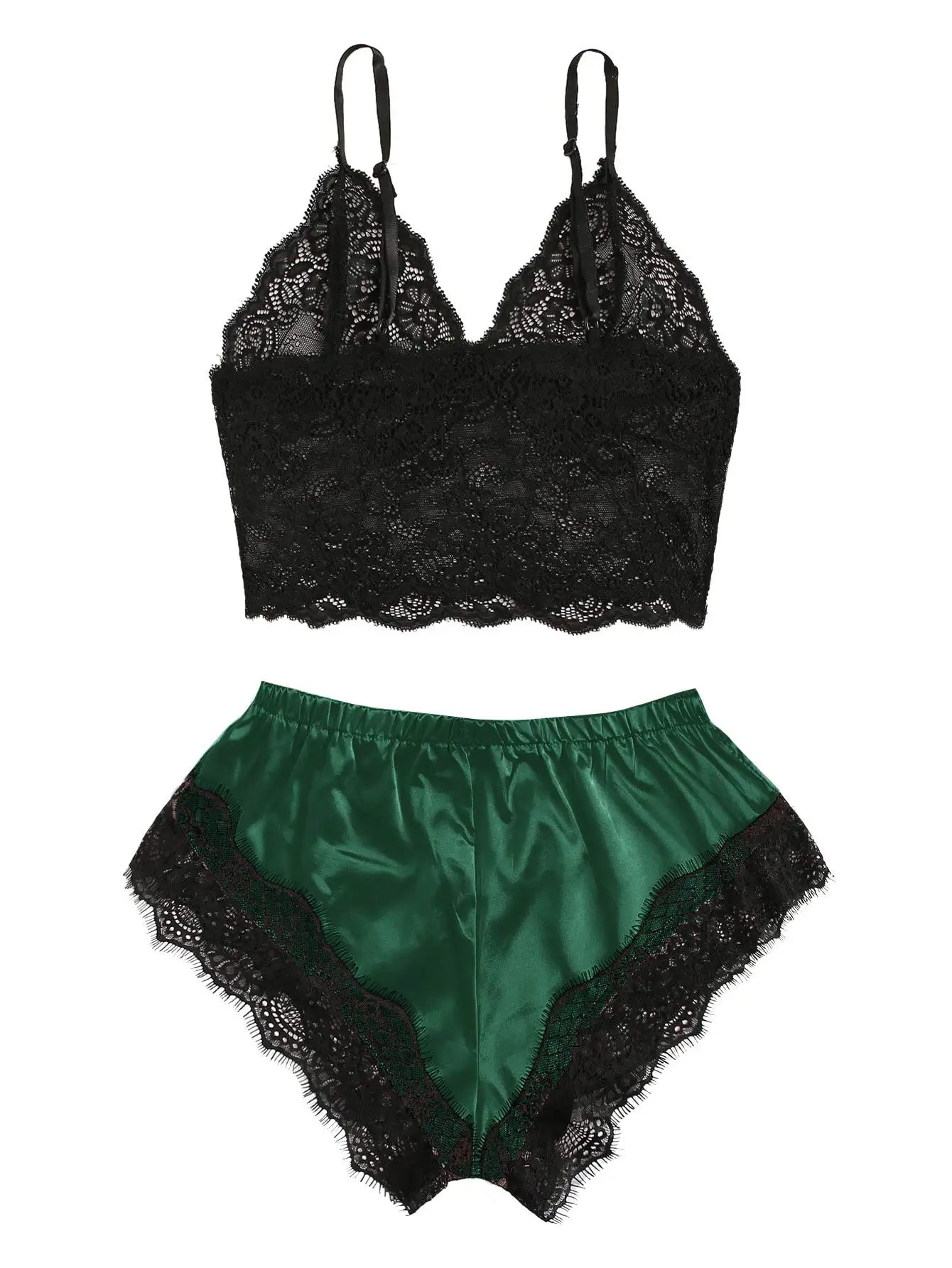 Women's Satin Lace Pajama Set