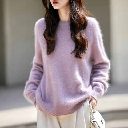 Brushed Wool Knit Pullover Sweater